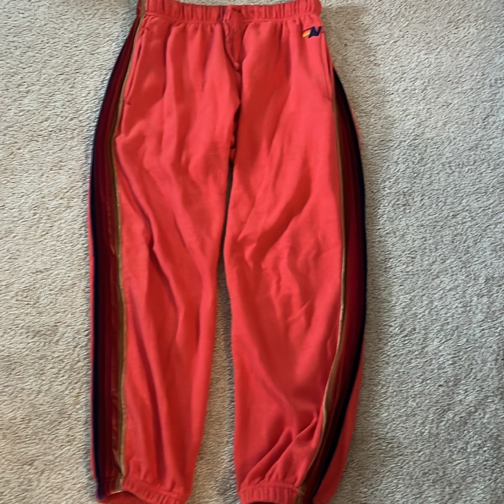 Aviator Nation Classic (velvet stripe) red sweatpants